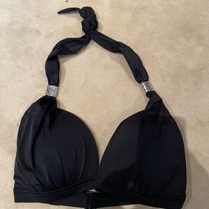 New- Venus- Black Ruched Halter Bikini top DD 32DDD- 34DD- 36D